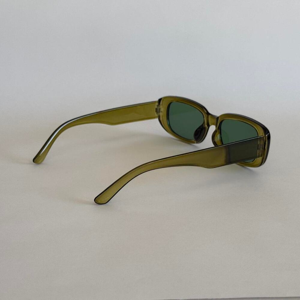 Y2K Green Clout Goggles Rounded Square Sunglasses Unisex Retro UVA UVB - Picture 4 of 8